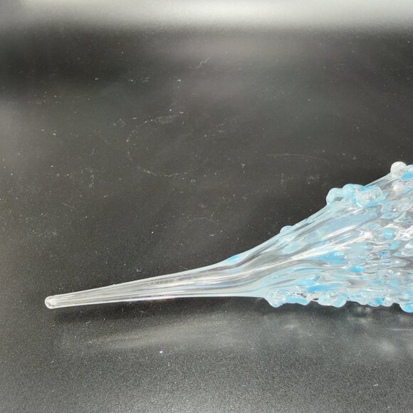 Hand Blown Studio Art Glass Ornament Hanging Decor Textured Blue Fritz Glass VTG - Picture 10 of 13